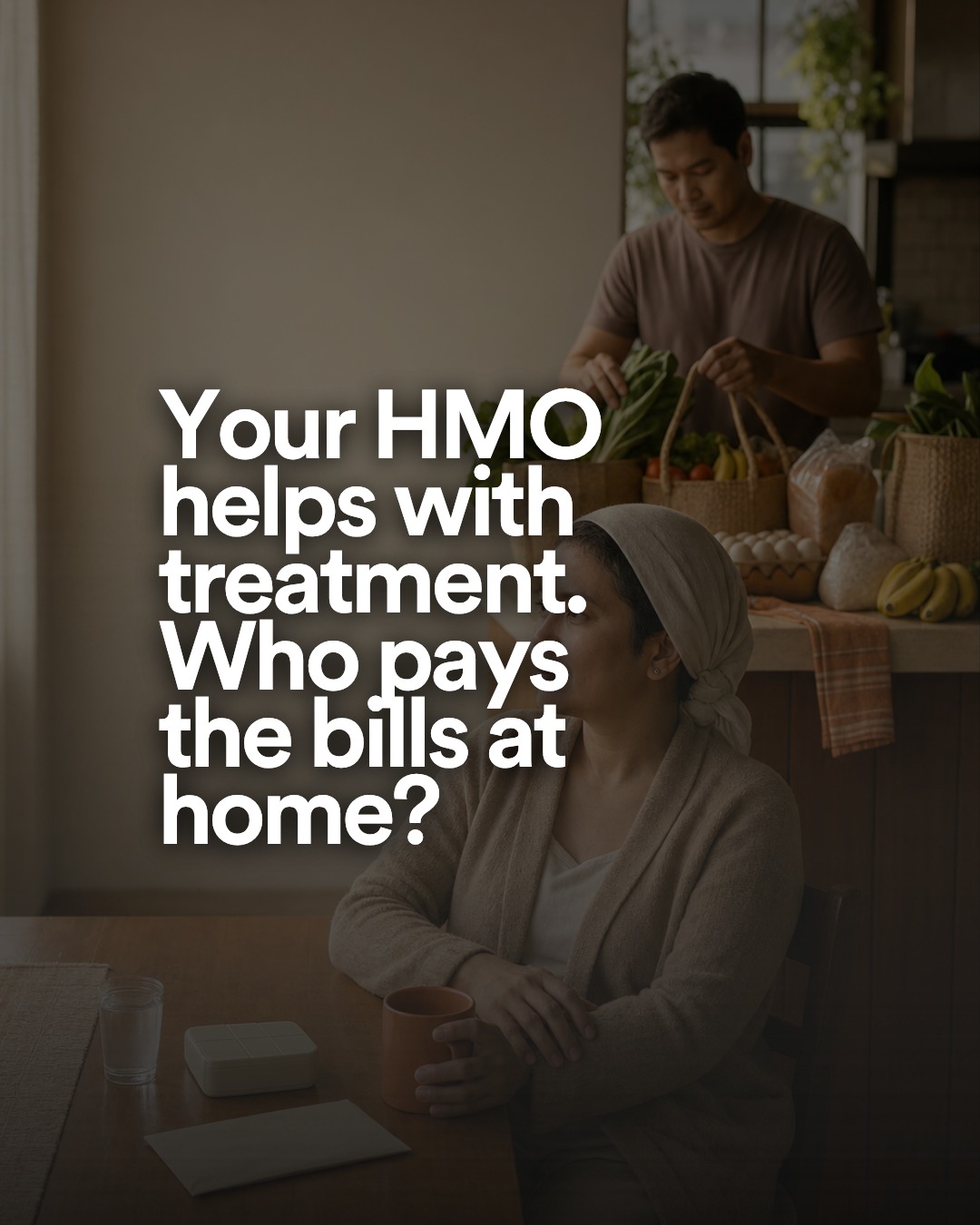 Carousel cover designed by Juan asking who pays household bills during treatment